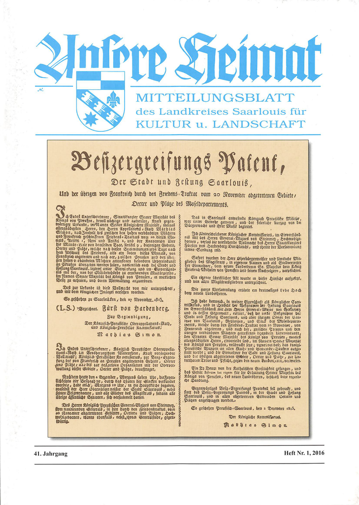 Unsere Heimat 2016, Heft 1
